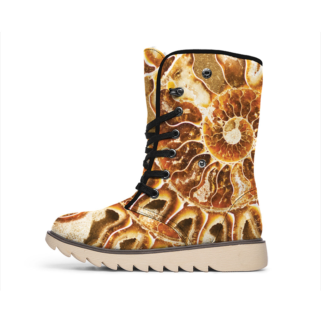 Ammonite Fossil Print Winter Boots