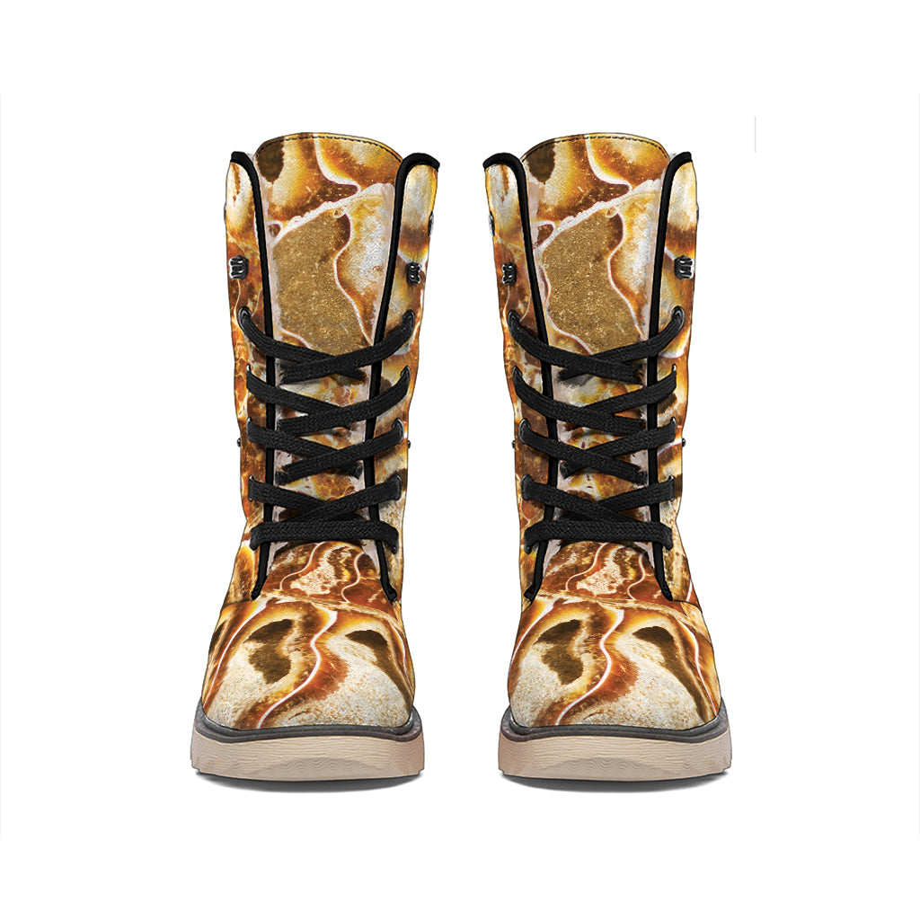 Ammonite Fossil Print Winter Boots