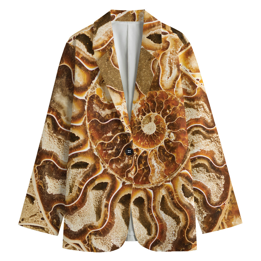 Ammonite Fossil Print Women's Blazer