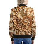 Ammonite Fossil Print Women's Bomber Jacket