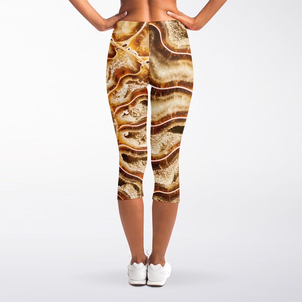 Ammonite Fossil Print Women's Capri Leggings