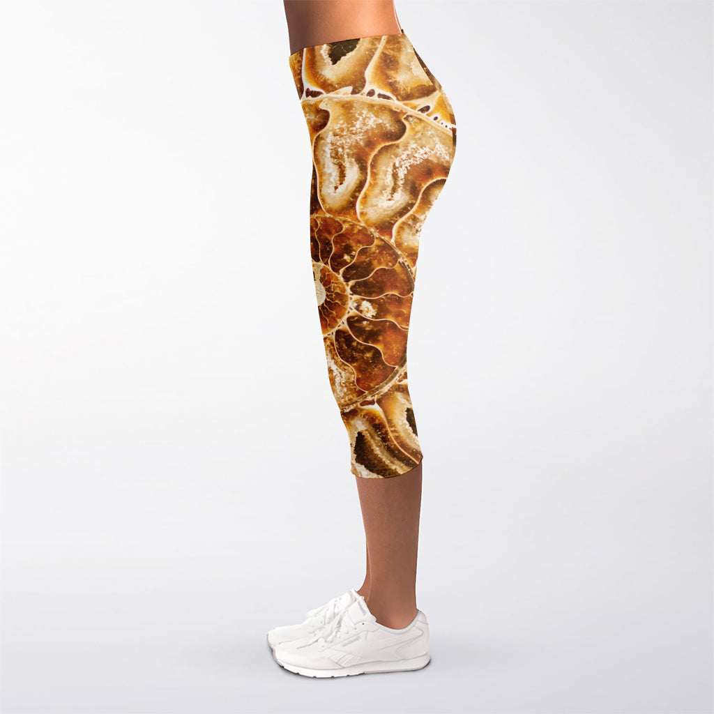 Ammonite Fossil Print Women's Capri Leggings