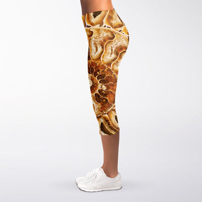 Ammonite Fossil Print Women's Capri Leggings