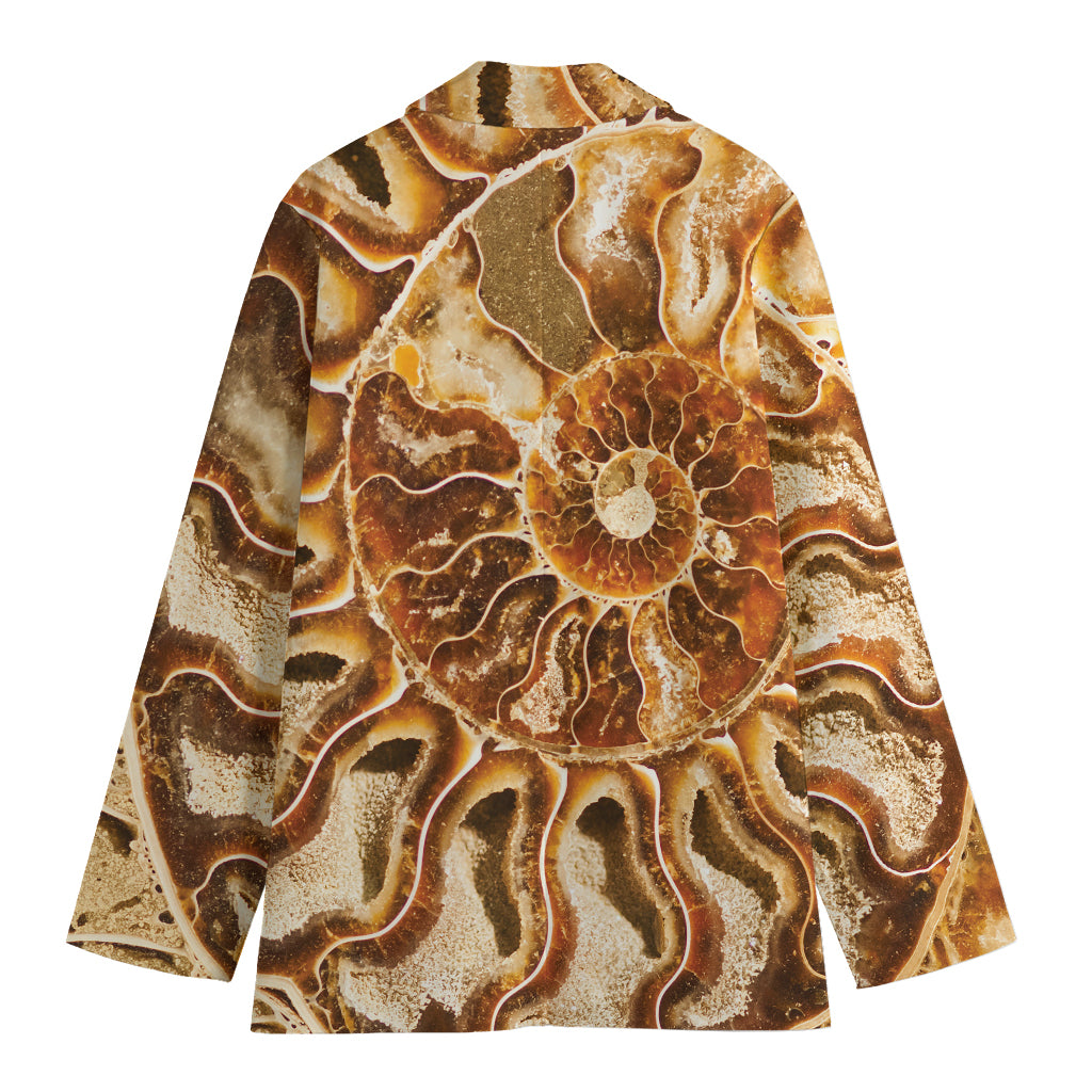 Ammonite Fossil Print Women's Cotton Blazer