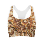 Ammonite Fossil Print Women's Sports Bra