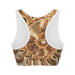 Ammonite Fossil Print Women's Sports Bra