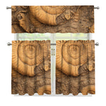 Ammonite Shell Fossil Print 3 Piece Kitchen Curtains