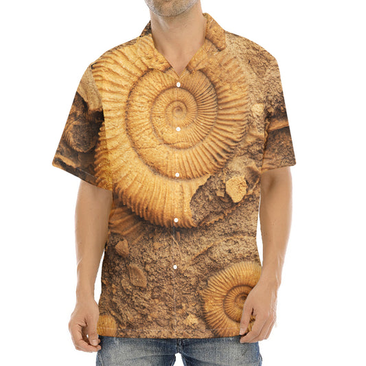 Ammonite Shell Fossil Print Aloha Shirt