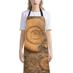 Ammonite Shell Fossil Print Bib Apron With Pocket