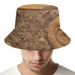 Ammonite Shell Fossil Print Bucket Hat