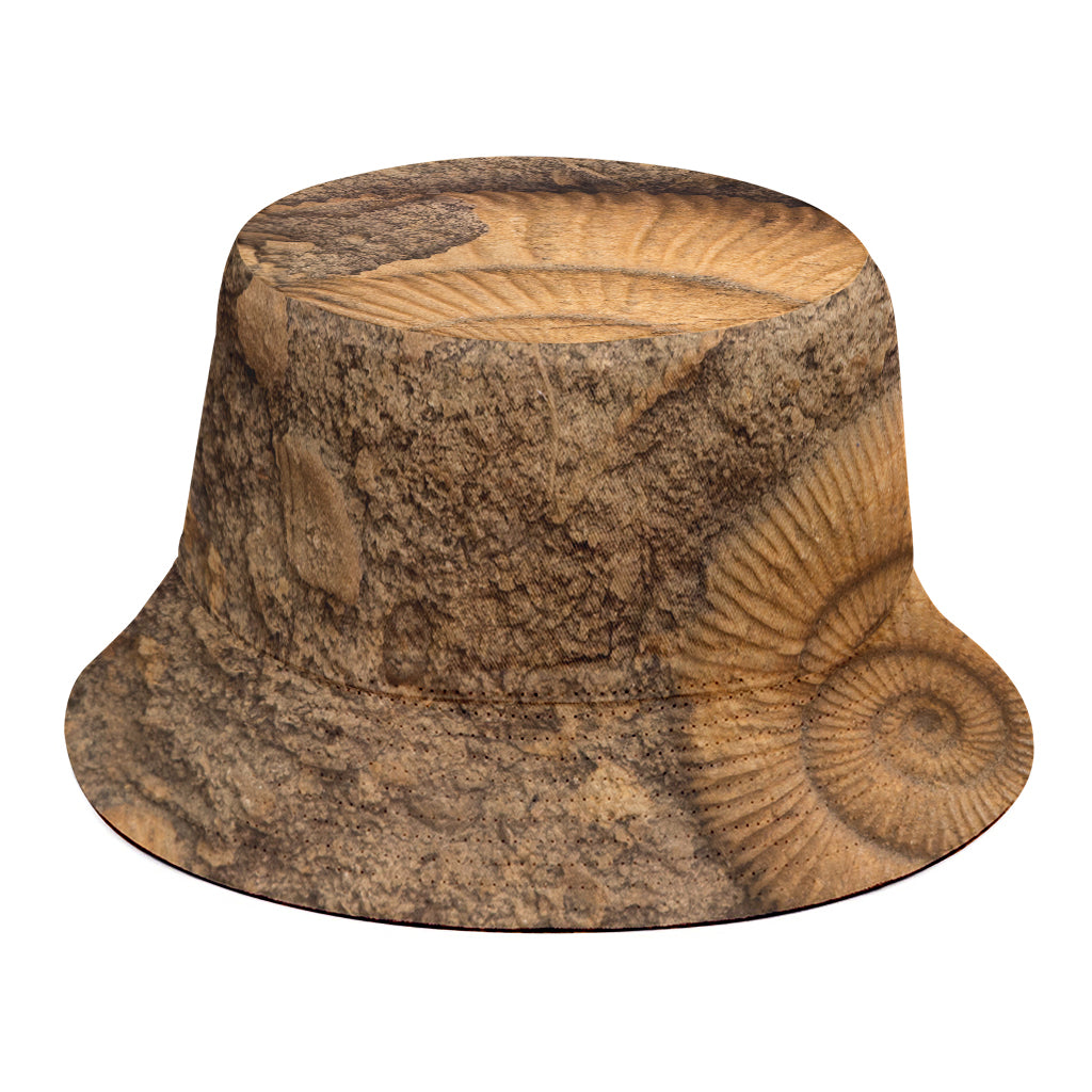 Ammonite Shell Fossil Print Bucket Hat