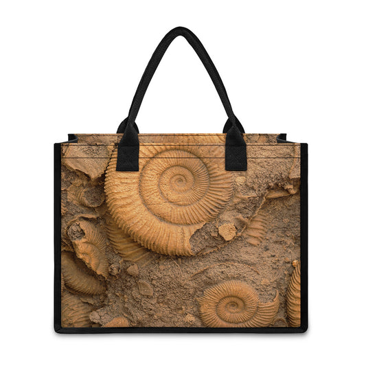 Ammonite Shell Fossil Print Canvas Tote Bag