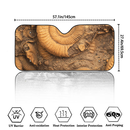 Ammonite Shell Fossil Print Car Windshield Sun Shade