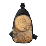 Ammonite Shell Fossil Print Chest Bag