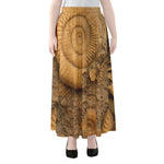 Ammonite Shell Fossil Print Chiffon Maxi Skirt