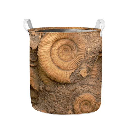 Ammonite Shell Fossil Print Collapsible Laundry Basket