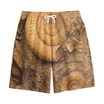 Ammonite Shell Fossil Print Cotton Shorts