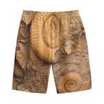 Ammonite Shell Fossil Print Cotton Shorts