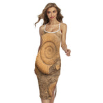 Ammonite Shell Fossil Print Cross Back Cami Dress