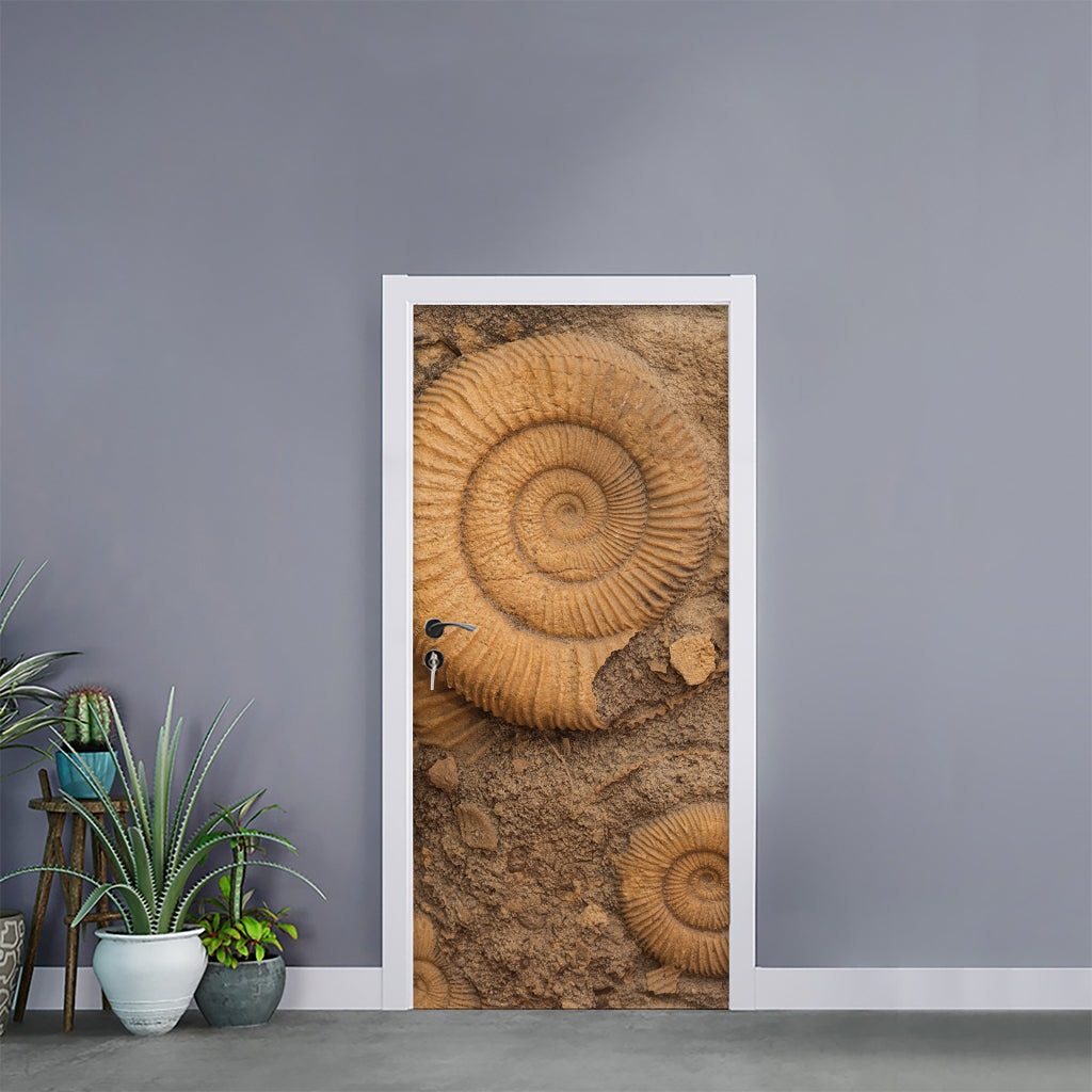 Ammonite Shell Fossil Print Door Sticker