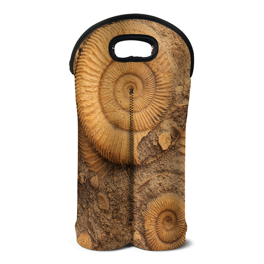 Ammonite Shell Fossil Print Double Neoprene Wine Tote