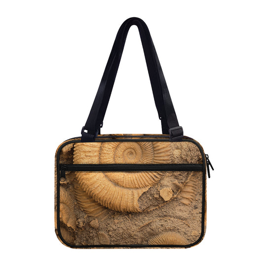 Ammonite Shell Fossil Print Double Strap Bible Bag