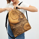 Ammonite Shell Fossil Print Drawstring Backpack