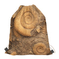 Ammonite Shell Fossil Print Drawstring Bag