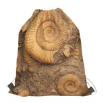 Ammonite Shell Fossil Print Drawstring Bag