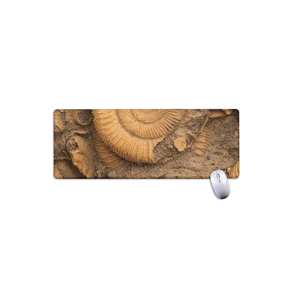 Ammonite Shell Fossil Print Extended Mouse Pad