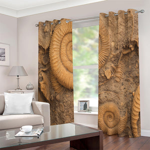 Ammonite Shell Fossil Print Extra Wide Grommet Curtains