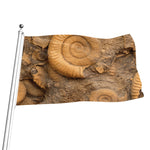 Ammonite Shell Fossil Print Flag
