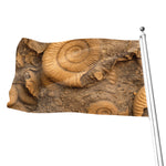 Ammonite Shell Fossil Print Flag