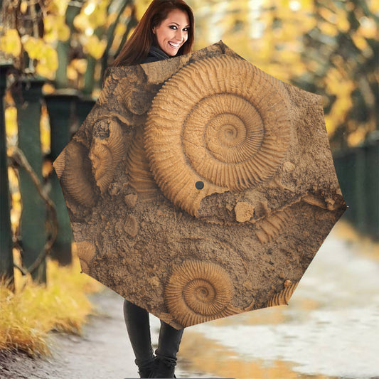 Ammonite Shell Fossil Print Foldable Umbrella