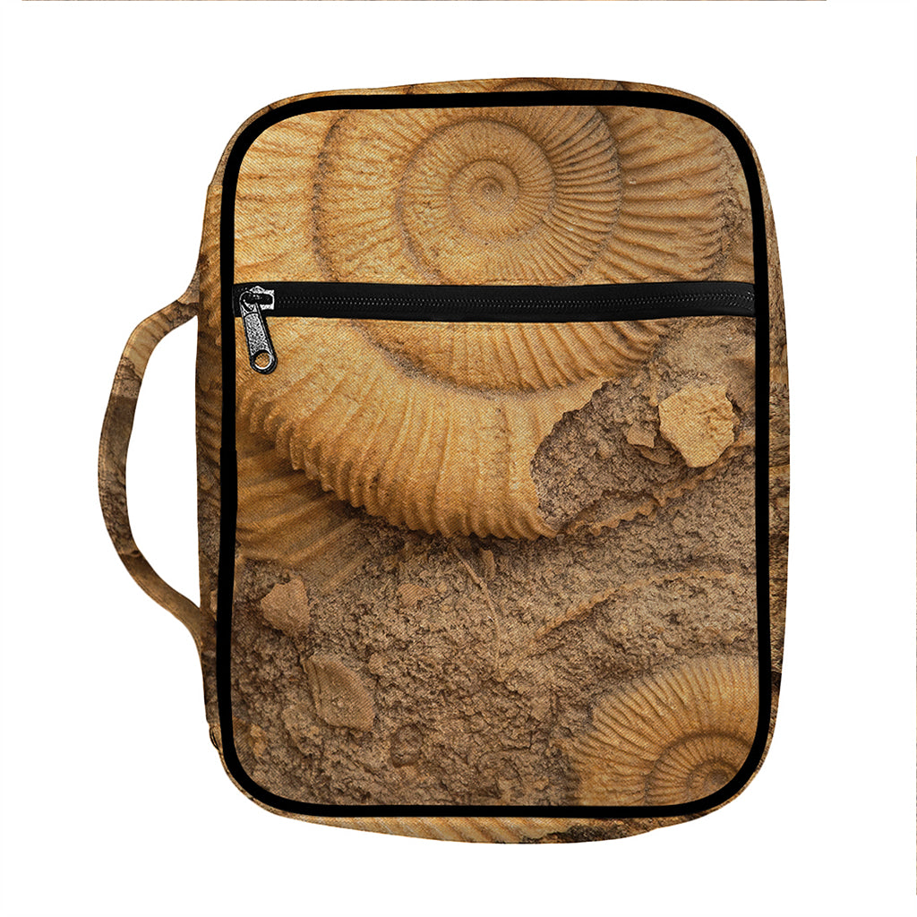 Ammonite Shell Fossil Print Front Pocket Bible Bag