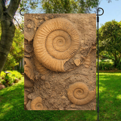 Ammonite Shell Fossil Print Garden Flag