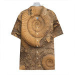 Ammonite Shell Fossil Print Hawaiian Shirt
