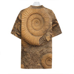 Ammonite Shell Fossil Print Hawaiian Shirt