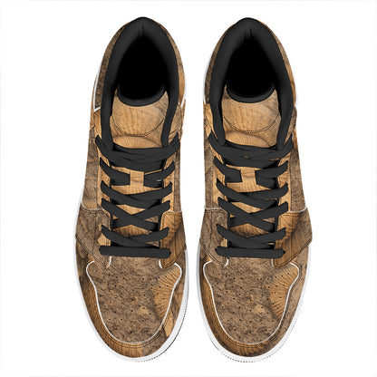 Ammonite Shell Fossil Print High Top Leather Sneakers