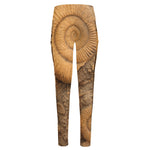 Ammonite Shell Fossil Print High-Waisted Pocket Leggings