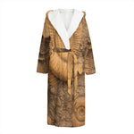Ammonite Shell Fossil Print Hooded Bathrobe