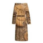 Ammonite Shell Fossil Print Hooded Bathrobe