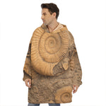 Ammonite Shell Fossil Print Hoodie Blanket