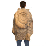 Ammonite Shell Fossil Print Hoodie Blanket