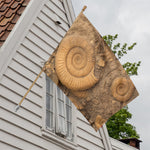 Ammonite Shell Fossil Print House Flag