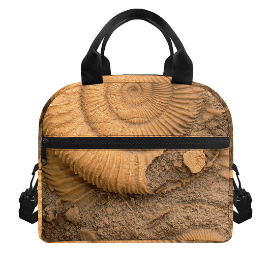Ammonite Shell Fossil Print Insulated Lunch Bag