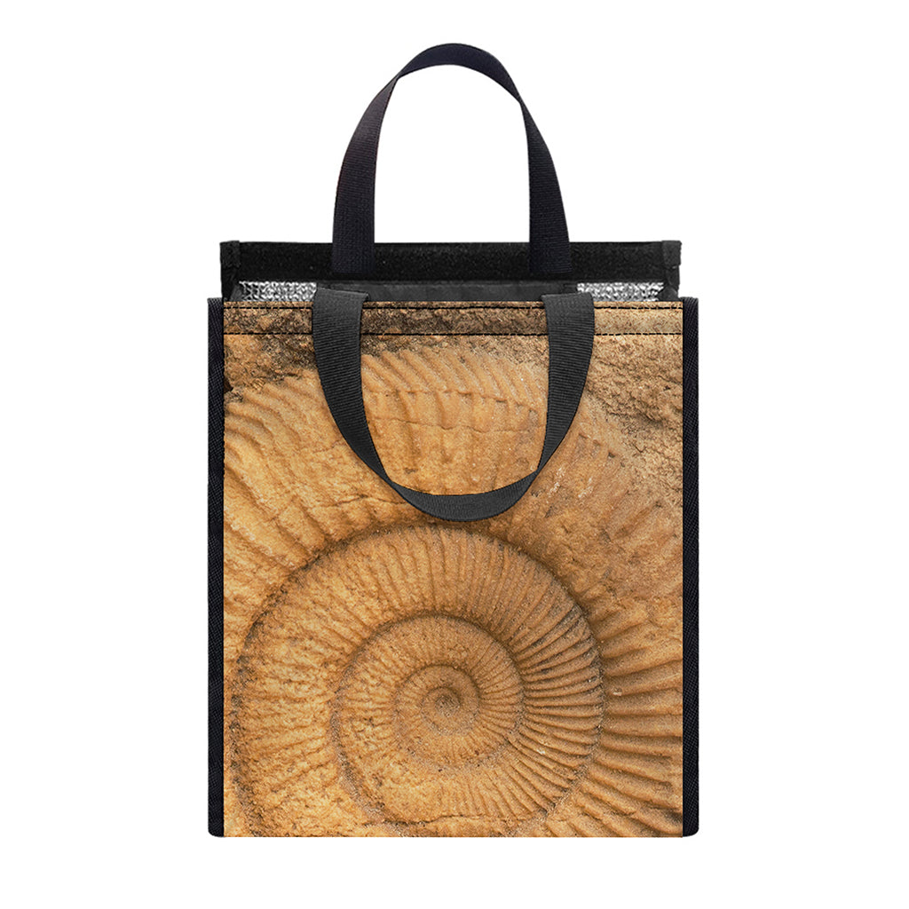 Ammonite Shell Fossil Print Insulated Lunch Tote
