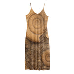 Ammonite Shell Fossil Print Jersey Midi Cami Dress