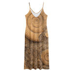 Ammonite Shell Fossil Print Jersey Midi Cami Dress