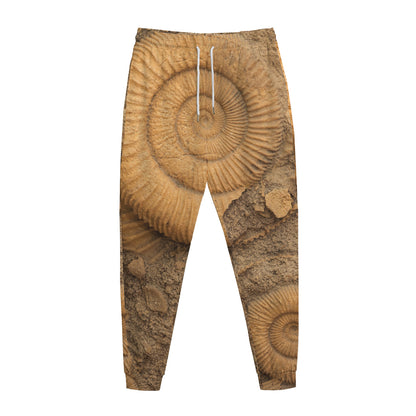 Ammonite Shell Fossil Print Jogger Pants